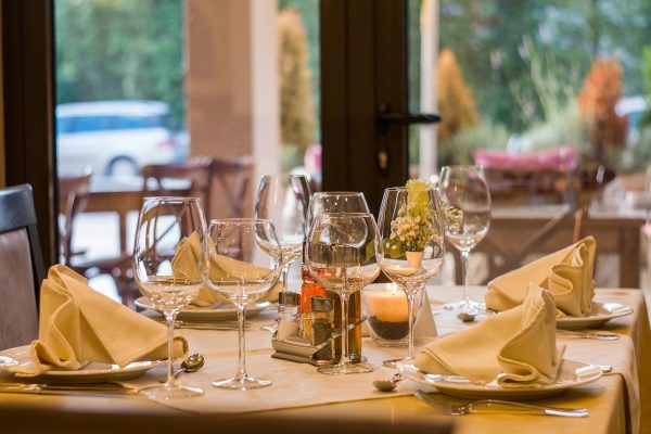 restaurant table set up